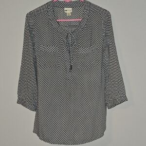 Style & Co. Black and White Patterned Blouse